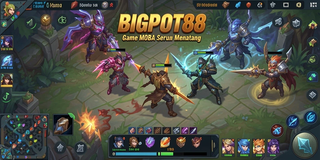 Screenshot gameplay BIGPOT88 menunjukkan pertarungan seru antara karakter.