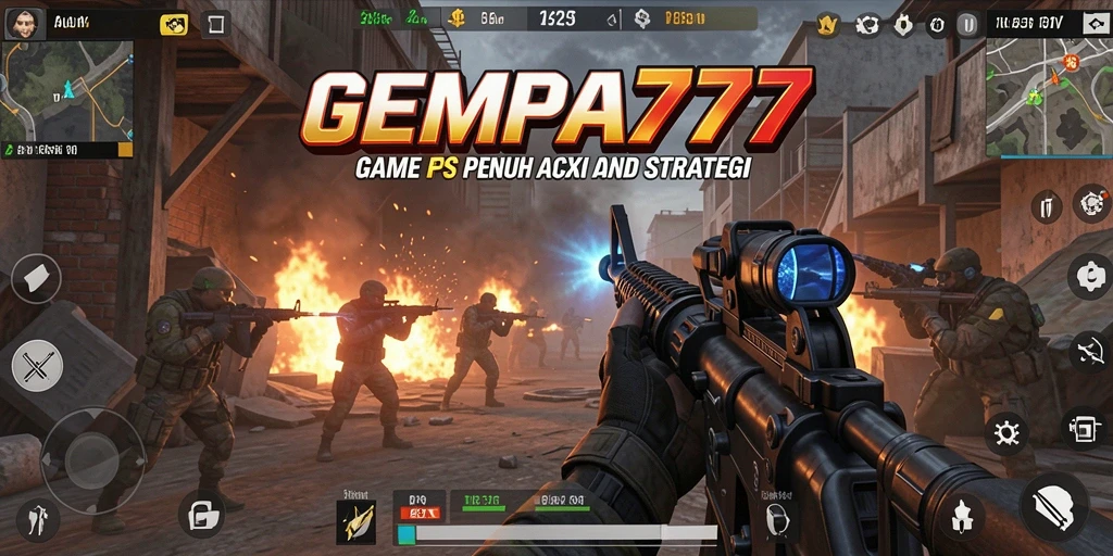 Tampilan gameplay menegangkan dari GEMPA777 dalam mode FPS.