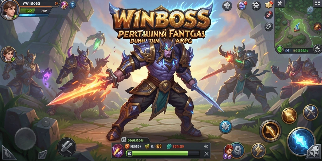 Tangkapan layar gameplay <strong>WINBOSS</strong> menampilkan aksi pertempuran yang mendebarkan.